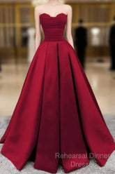 Ruched Satin Strapless Ball Gown Floor Length Dresses